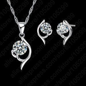 Cute Drop Elegant 925 Sterling Silver Bundle Necklace Earrings